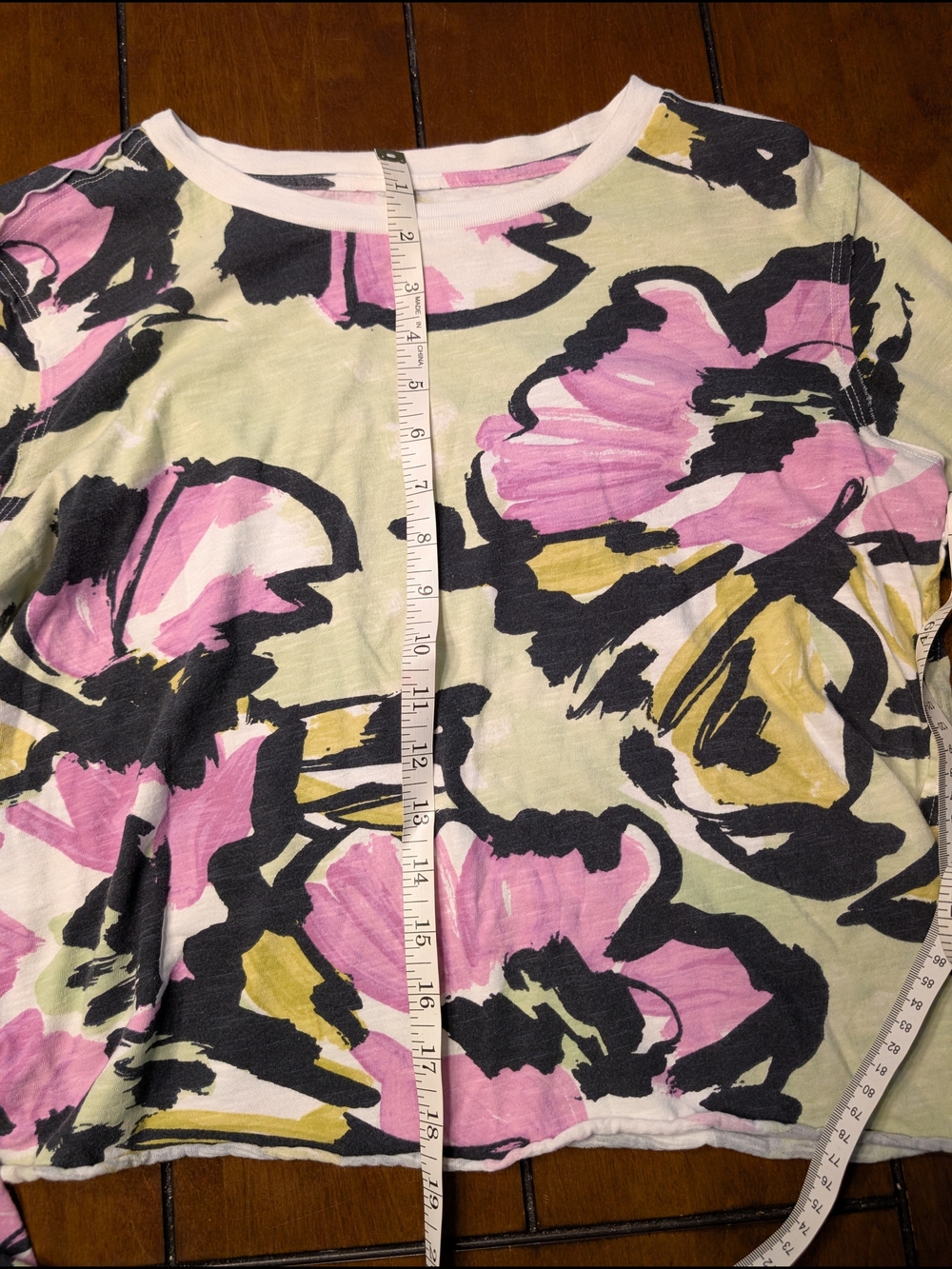 Maeve Anthropologie Abstract Floral Crop Long Sleeve Top Size M - Picture 4 of 6